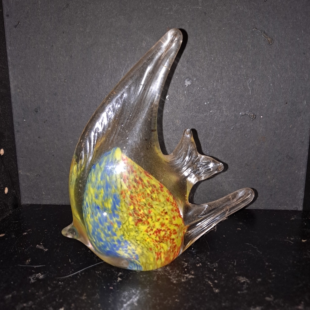 Green Speckled Art Glass 6" Fish Figurine